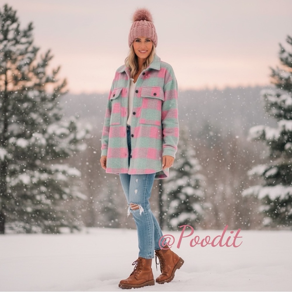 CLOUD TEN Colorblock check Shacket/top size SMALL